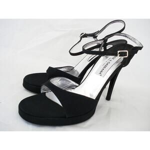DOLCE & GABBANA EU 39.5 US 9 BLACK SILVER STILETTO PLATFORM STRAPPY SANDAL SHOE